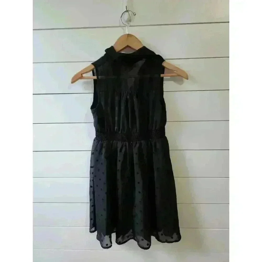 Disney D-Signed Girls Size S (7/8) Black on Black Polka-dot Sleeveless Dress